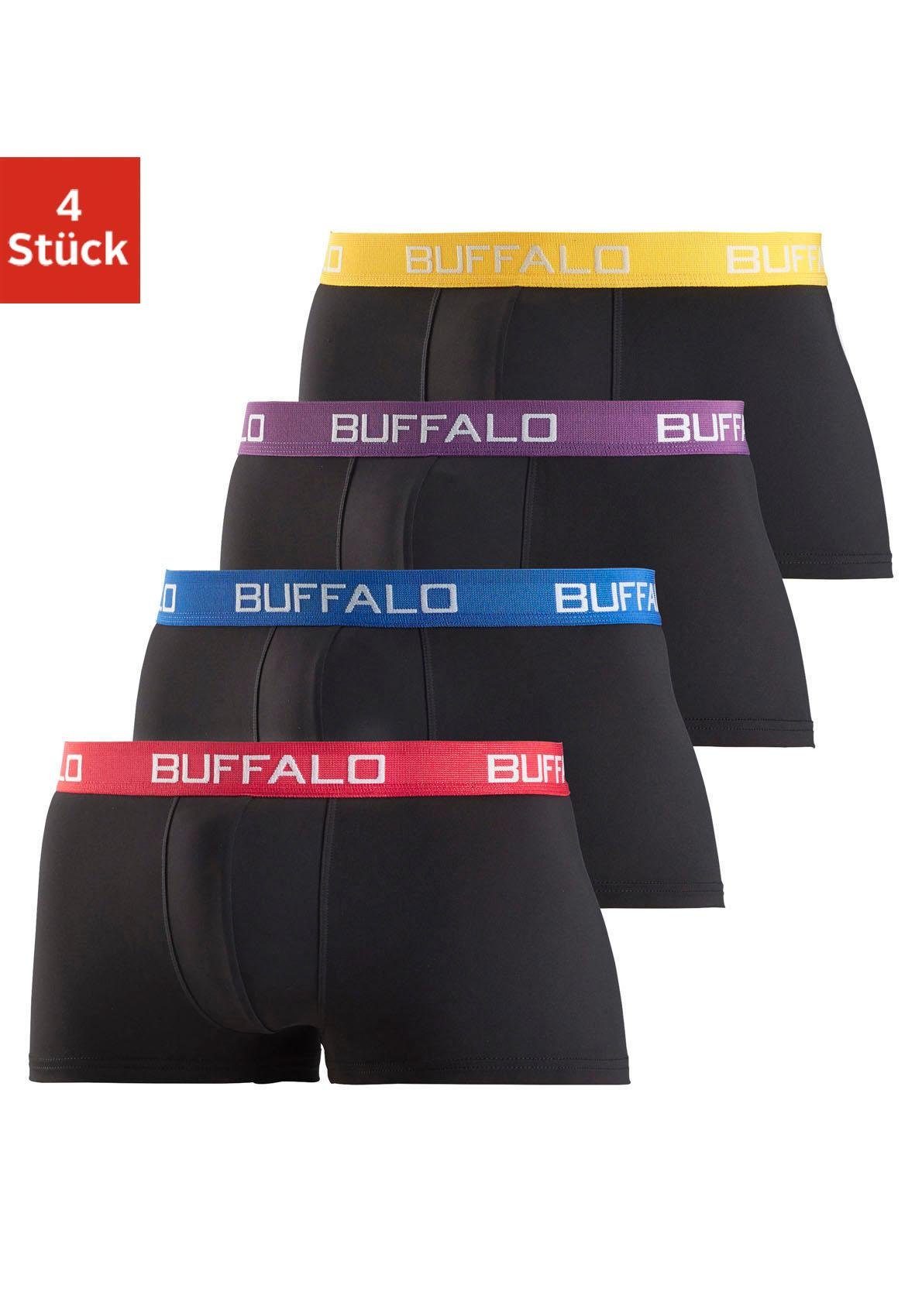 Buffalo Boxershorts (Packung, in mit schwarz-bunt Kontrastbund Hipster-Form 4-St)