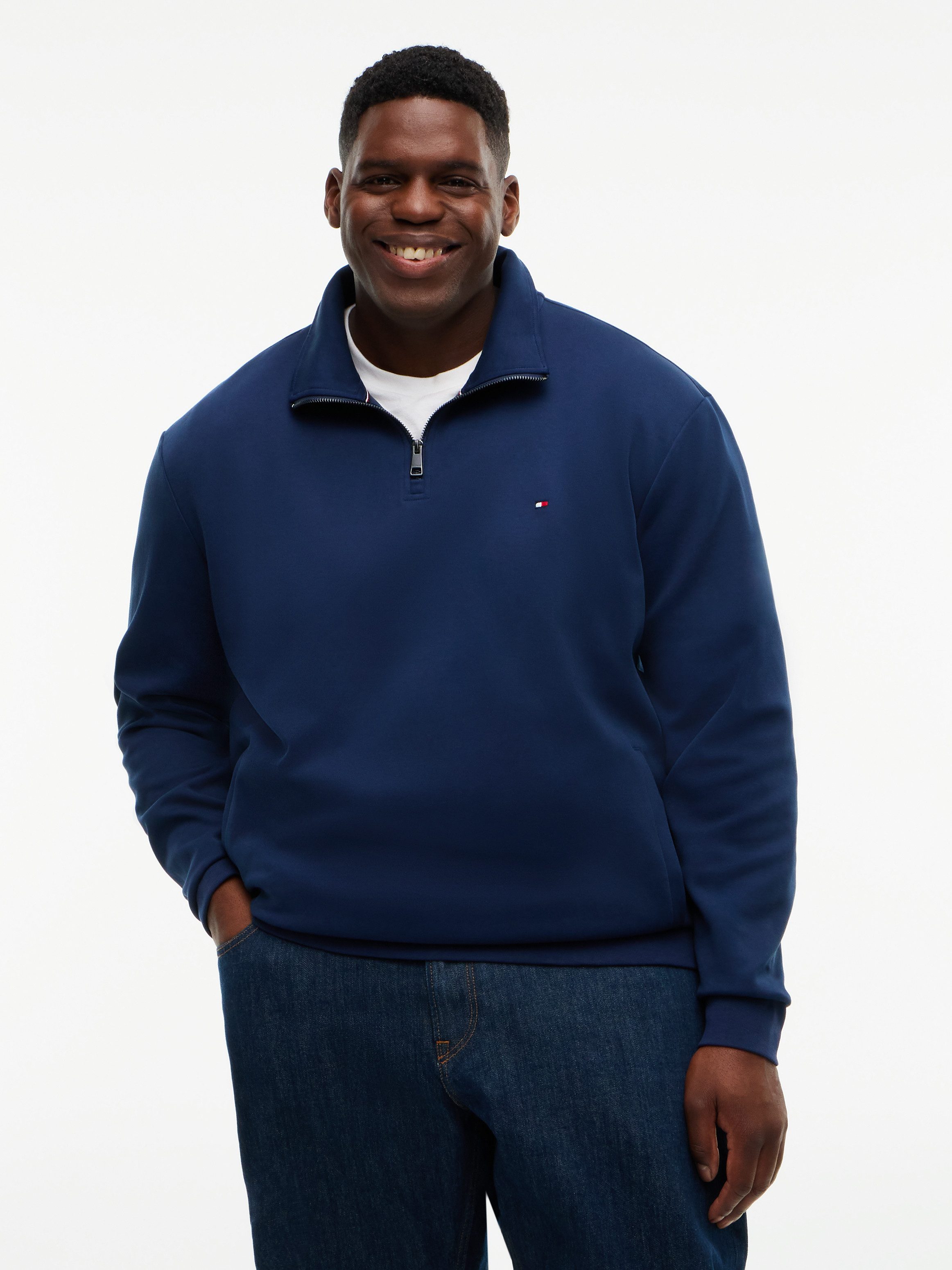 Tommy Hilfiger Big & Tall Sweatshirt BT-ESSENTIAL INTECHNO 1/4 ZIP Große Größen, Stehkragen