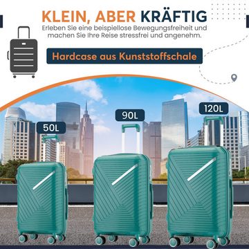 KESSMANN Kofferset 3 teilig Hartschalenkofferset M L XL Koffer + Digitale Kofferwaage, 4 Rollen, (Reisekofferset, 4 tlg., Schloss Teleskopgriff Gepäck Urlaub Zubehör Reise Hartschale Trolley), Reisetasche Kofferset groß mittel klein Handgepäck Gepäck Rollkoffer