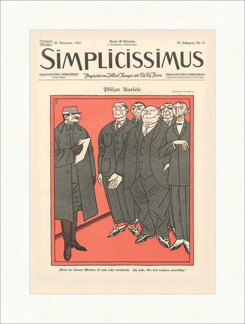 Kunstdruck Titelseite der Nummer 35 von 1923 Erich Schilling Pfälzer Simplicissim, (1 St)
