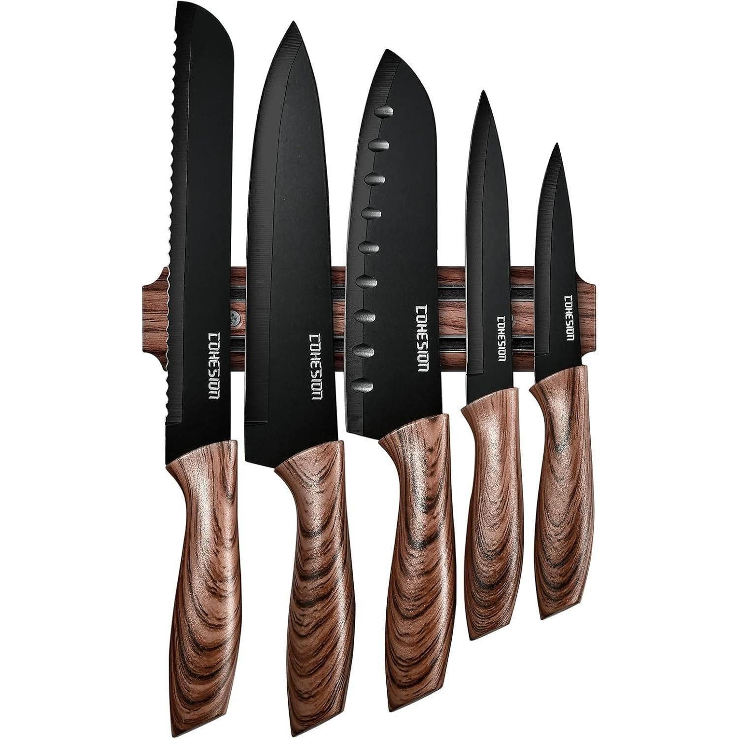 linoroso Ножиblock 5-teiliges Schwarzes Kohlenstoffstahl Küchenmesser Set mit