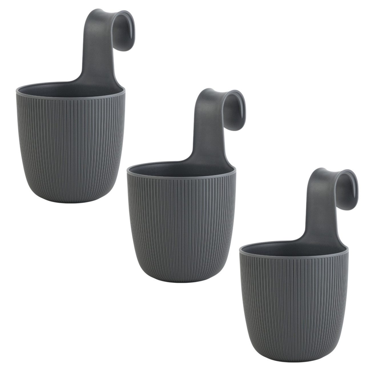 Engelland Blumentopf Blumentopf zum Hängen (Vorteils-Set, 3 St., Fassungsvermögen 2,3 Liter), UV-Beständig, Frostbeständig, Drainagesystem, ideal für Geländer/Zäune