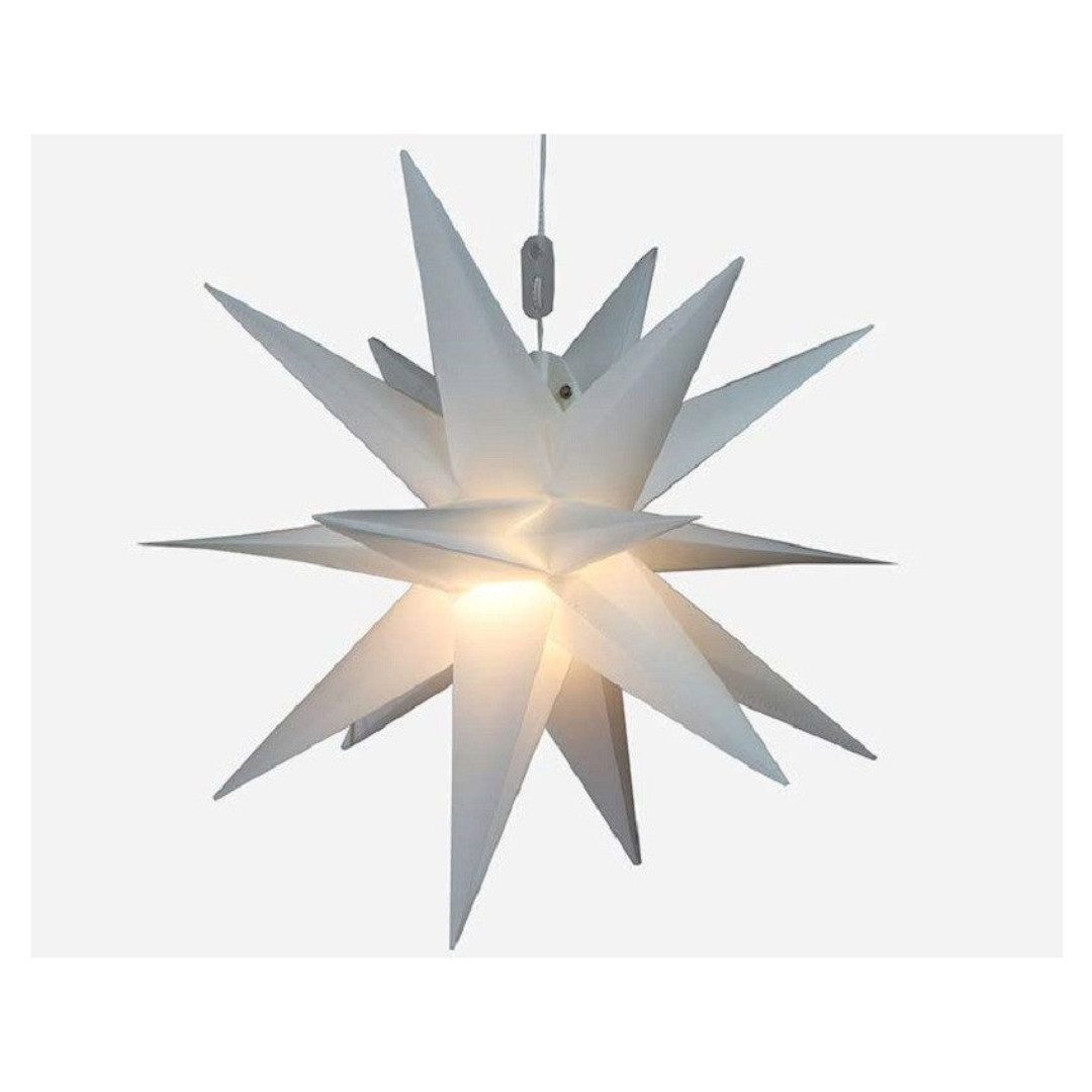 Gartenpirat LED Stern Faltstern 18 Zacken aus Kunstoff-Folie mit LED-Birne warmweiß, Timer-und Schalter-Funktion: Schalter mit 3 Funktionen(ON/OFF/TIMER)