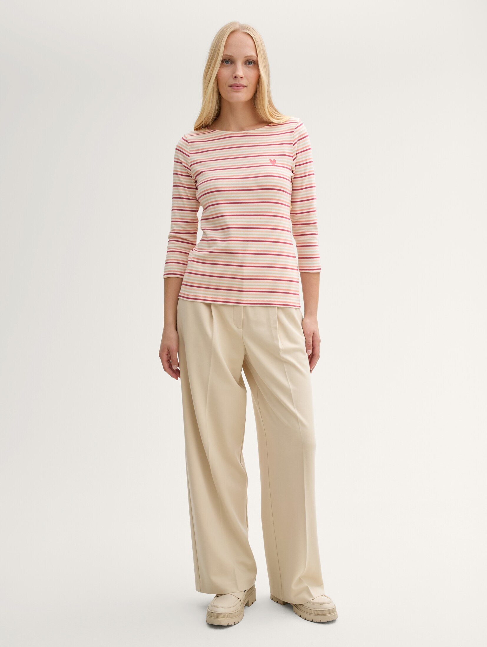TOM TAILOR 3/4-Arm-Shirt T-Shirt Langarmshirt mit Streifenmuster