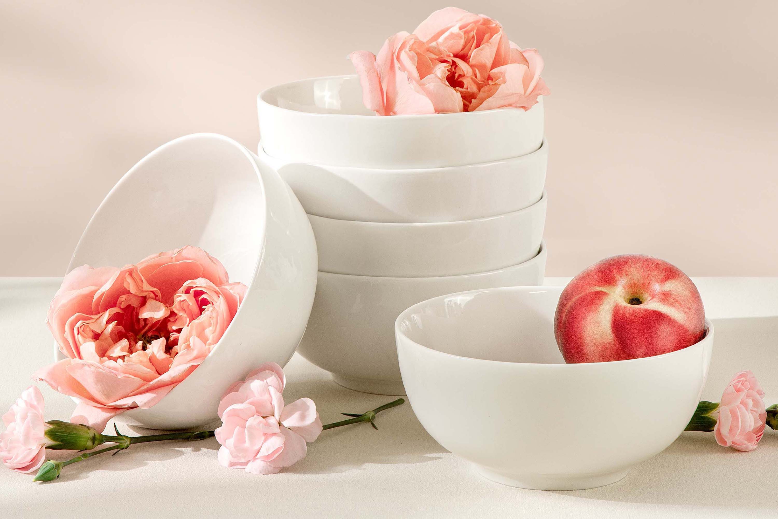 Servierschale AD BELLA Salatschüssel-Set, Servierschale, Hartporzellan, ecrufarben