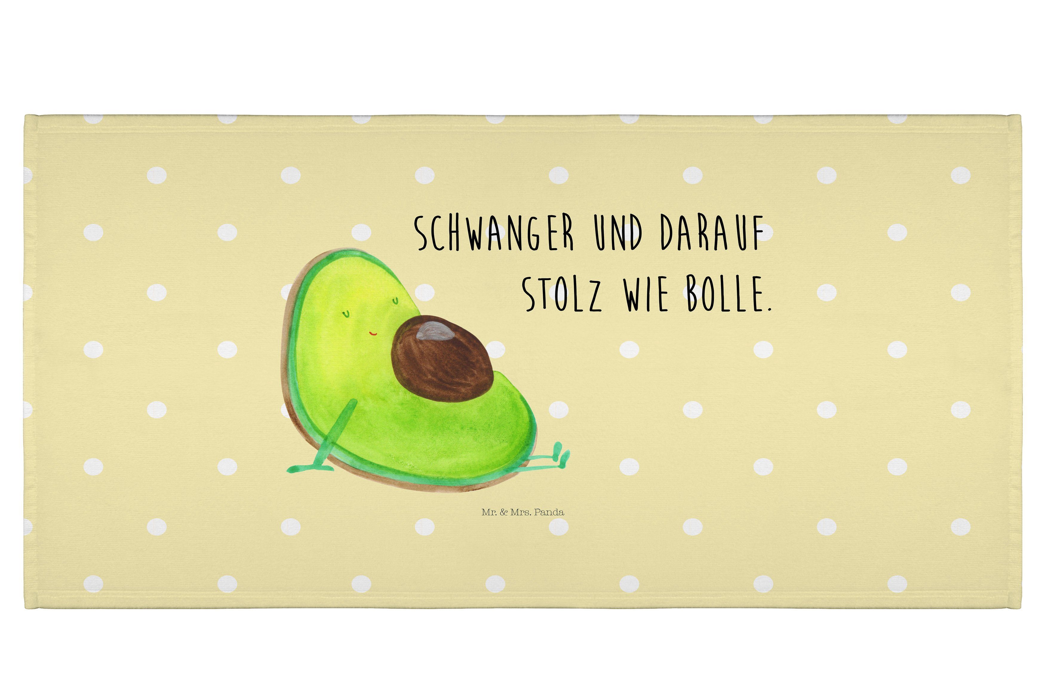Mr. & Mrs. Panda Handtuch Avocado schwanger - Gelb Pastell - Geschenk, Liebe, Badezimmer, Handt, (1-St)