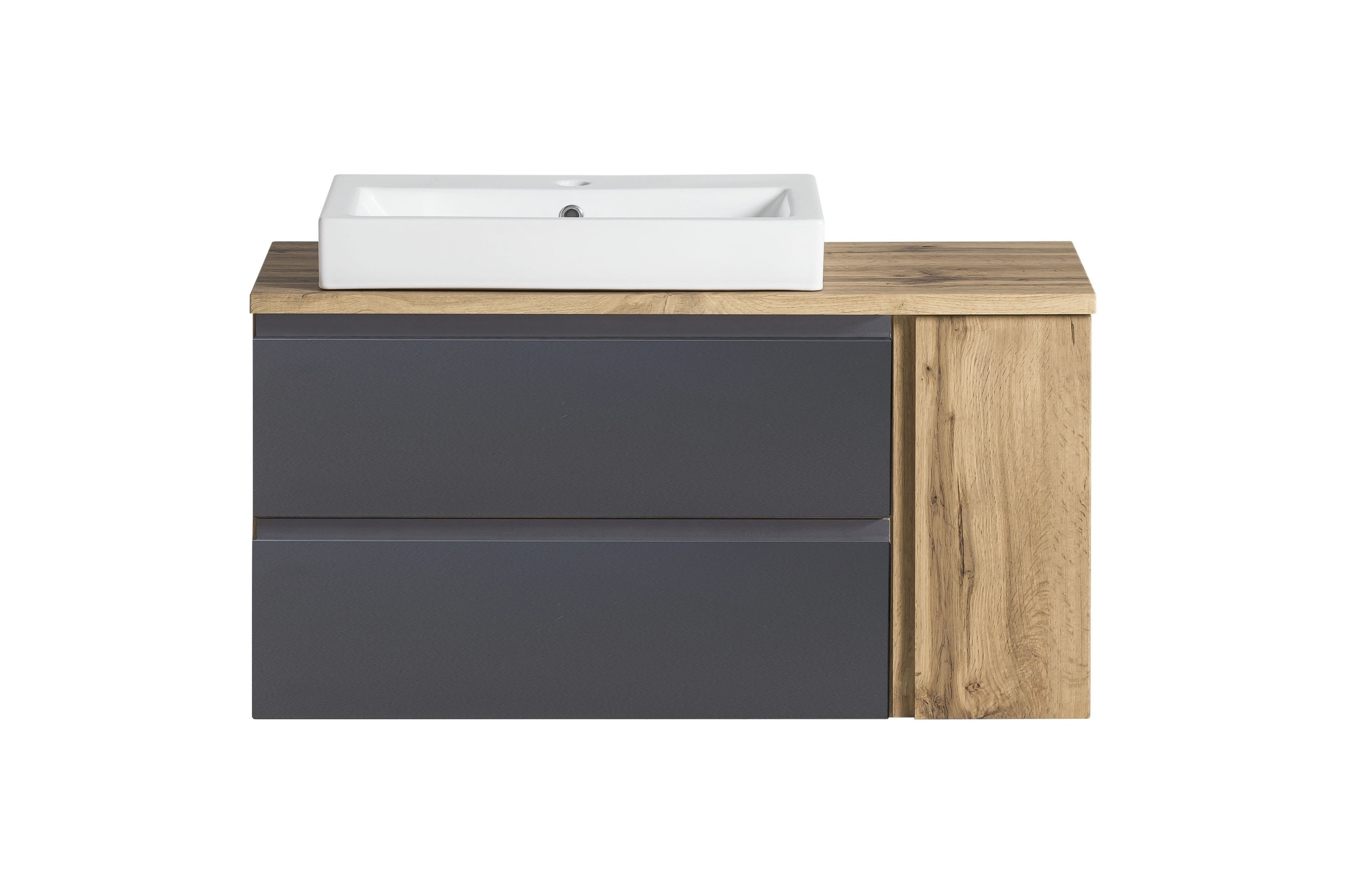 HELD MÖBEL Waschtisch in grau, Wotaneiche, MDF - 105x65,5x47cm (BxHxT)