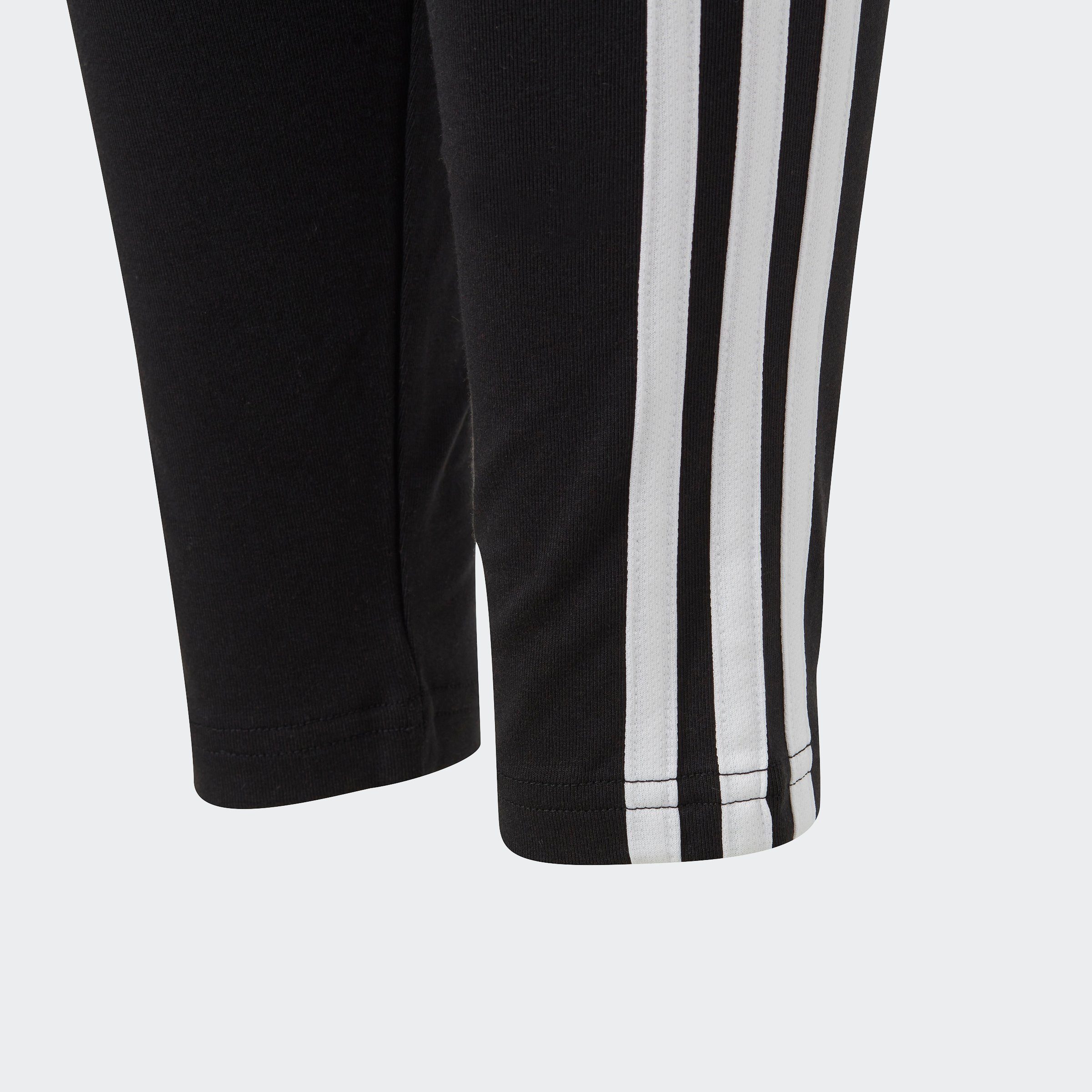 adidas ESSENTIALS White (1-tlg) 3-STREIFEN Black COTTON Leggings Sportswear /