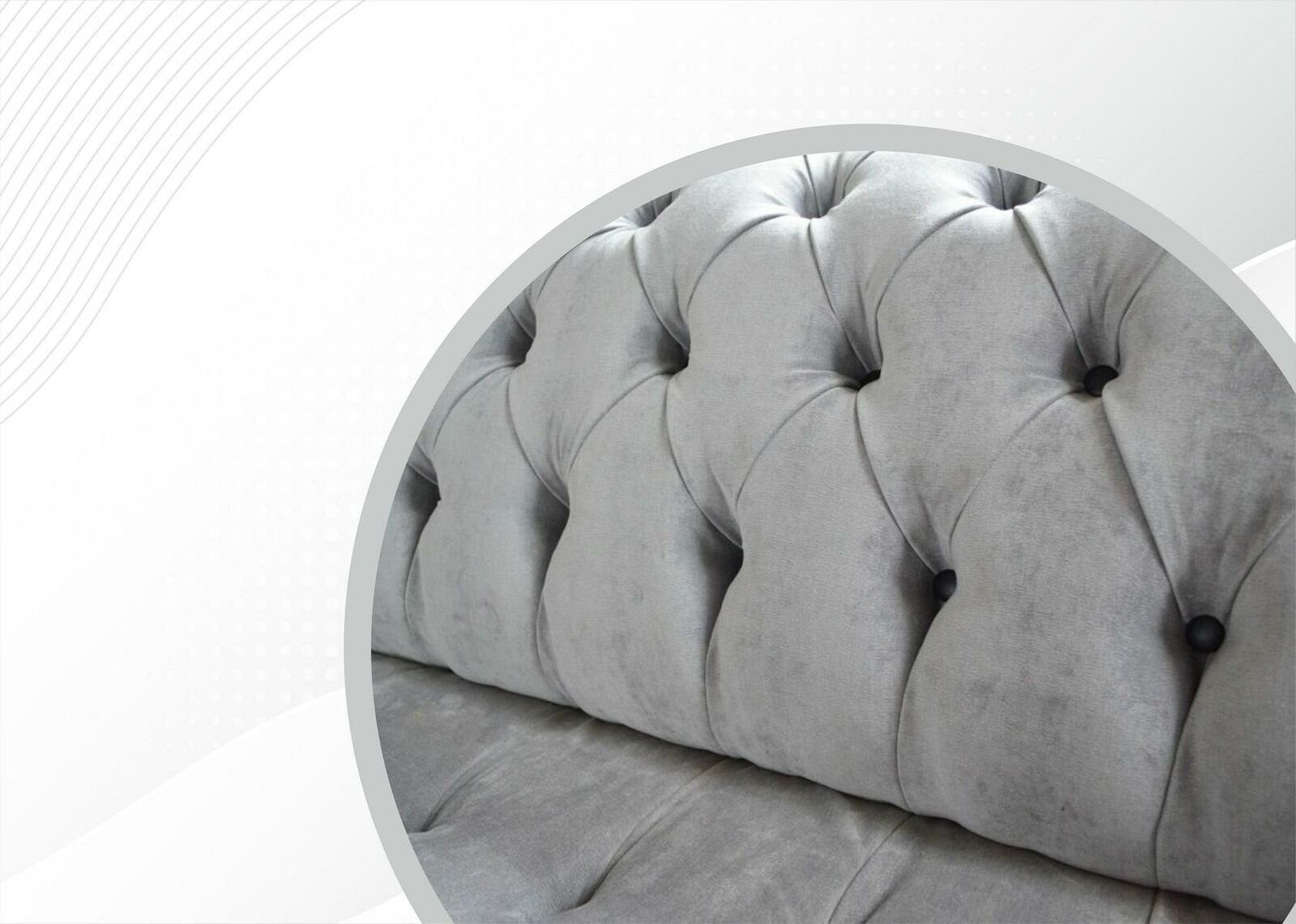 JVmoebel Chesterfield-Sofa Luxus Made Polstermöbel graue Couch in Neu, 3-Sitzer Chesterfield Europe