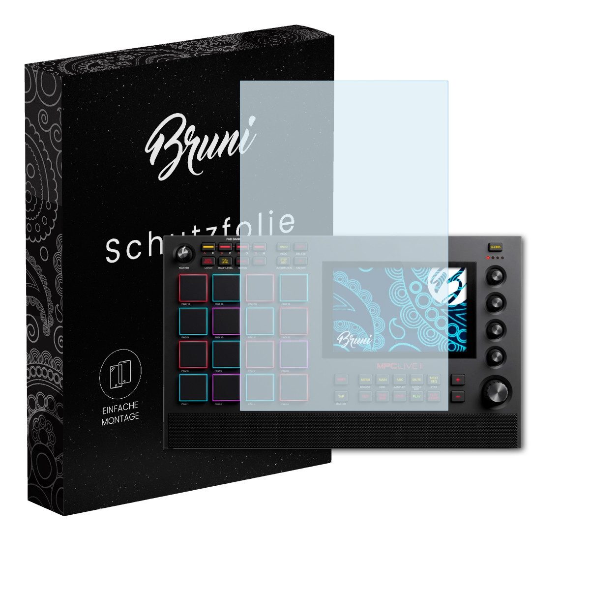 Bruni Schutzfolie Glasklare Displayschutzfolie für Akai MPC Live II, (2 Folien), praktisch unsichtbar