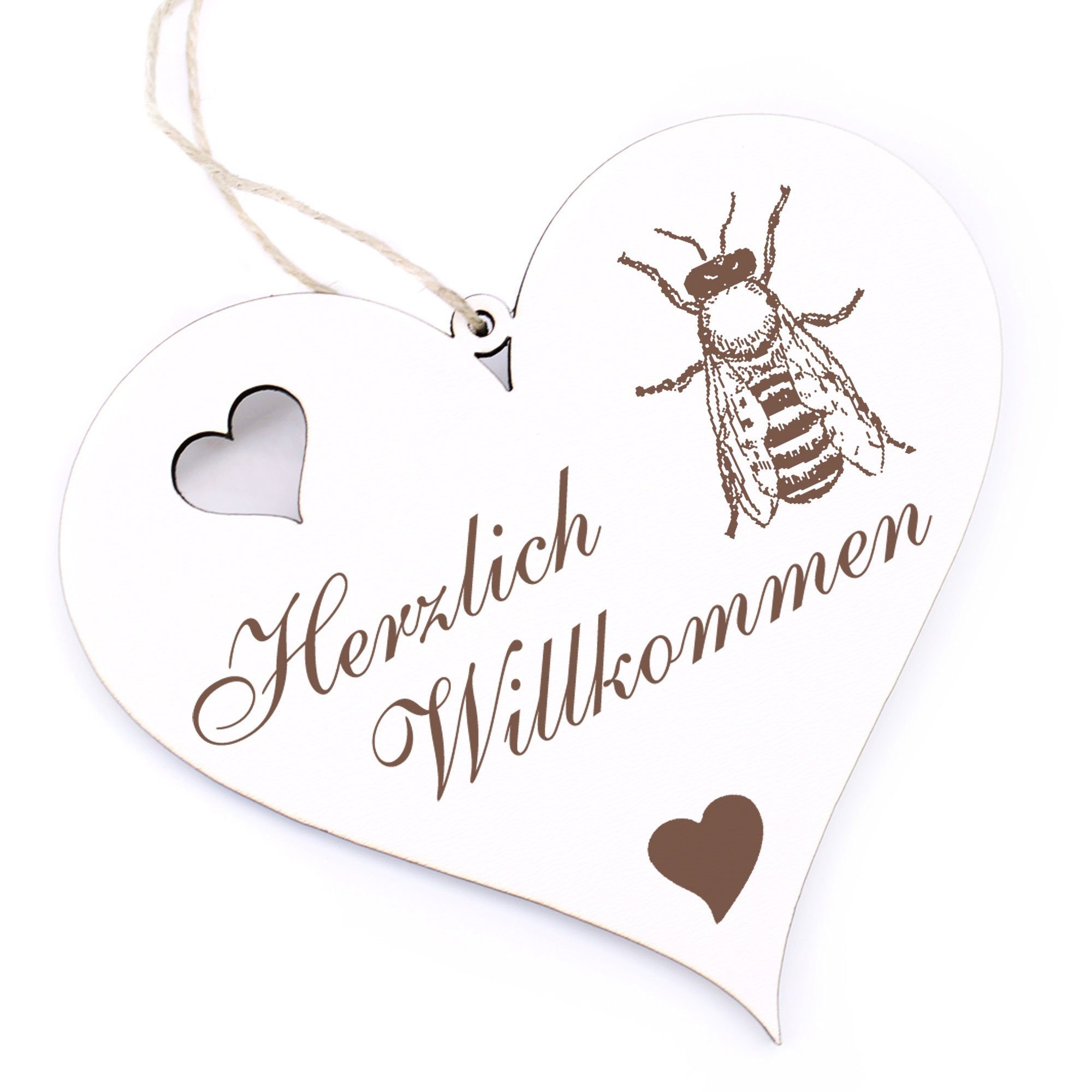 Dekolando Hängedekoration Herzlich Willkommen - Biene - 13x12cm