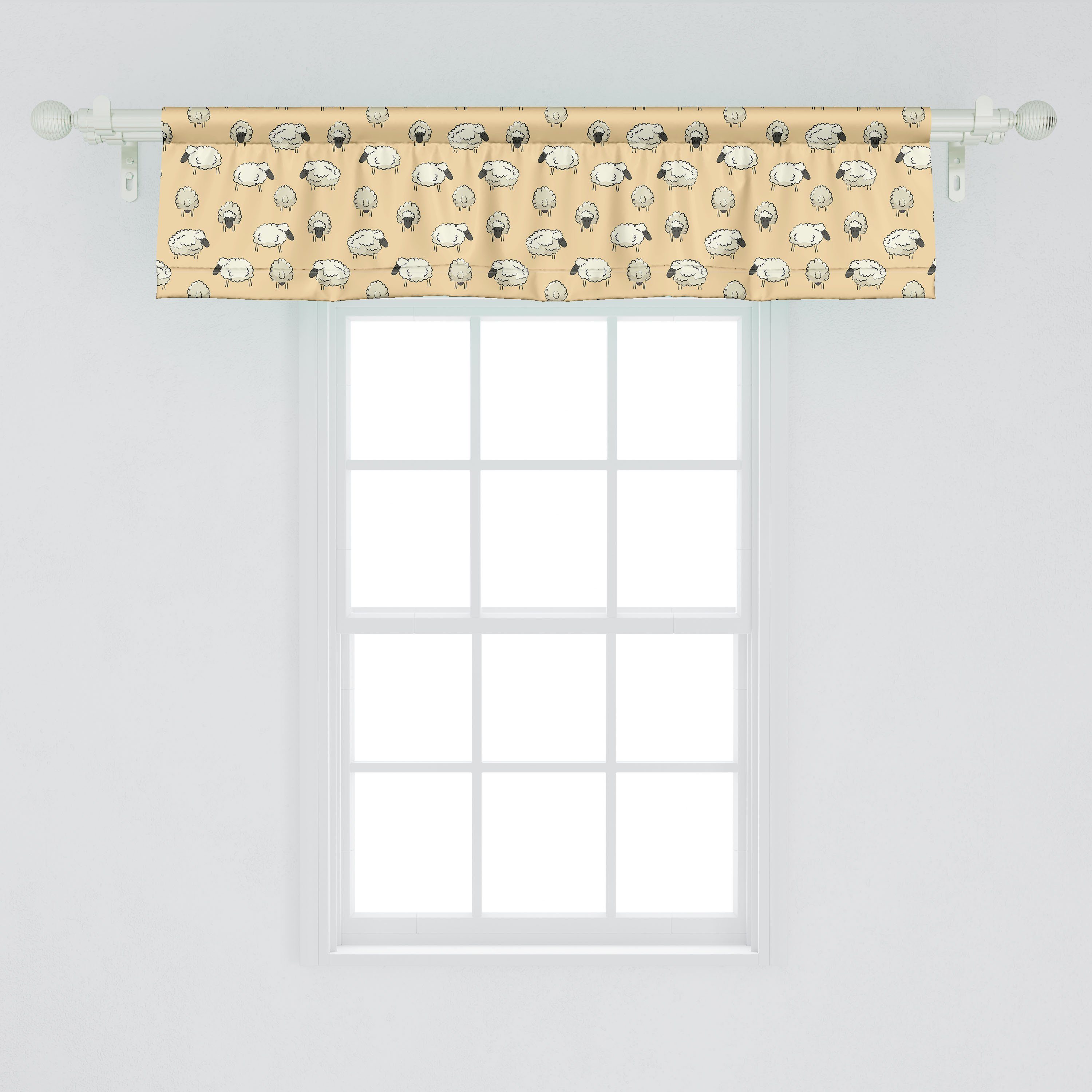 Scheibengardine Vorhang Volant Nursery für Küche Herde mit Tiere Schaf Dekor Microfaser, Stangentasche, Schlafzimmer Abakuhaus, Thema
