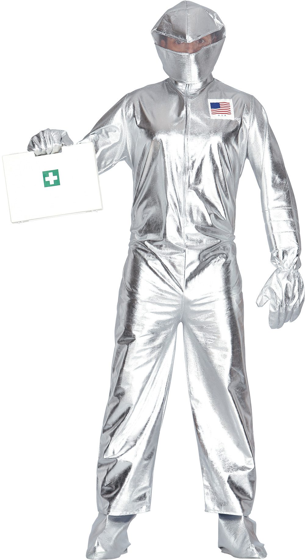 Fiestas Guirca Kostüm, Silbernes Astronaut Kostüm mit Helm