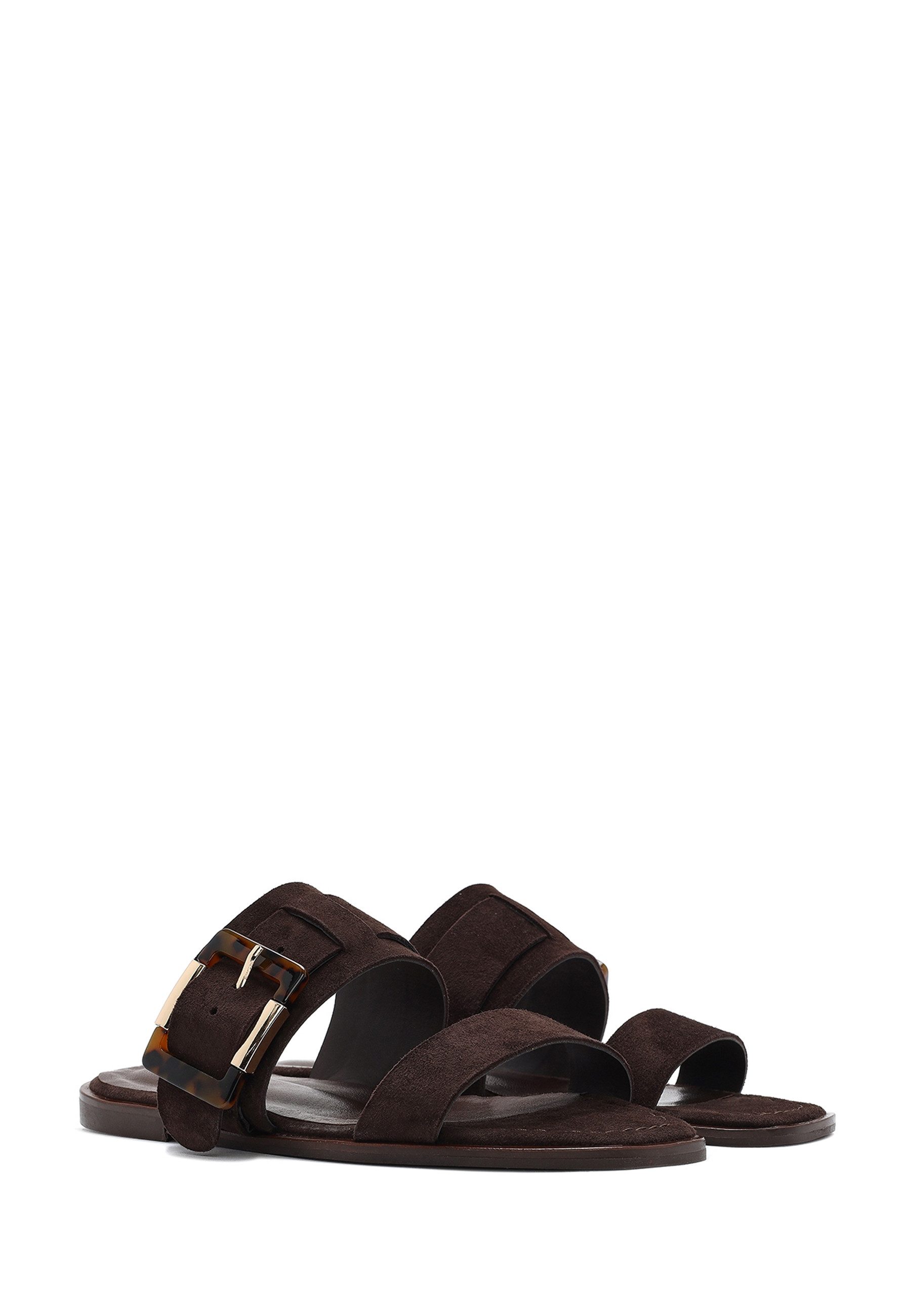Derimod Pantoletten aus Leder Mules Echtes Leder, Slip-On-Stil, Synthetikfutter, Zierschnalle