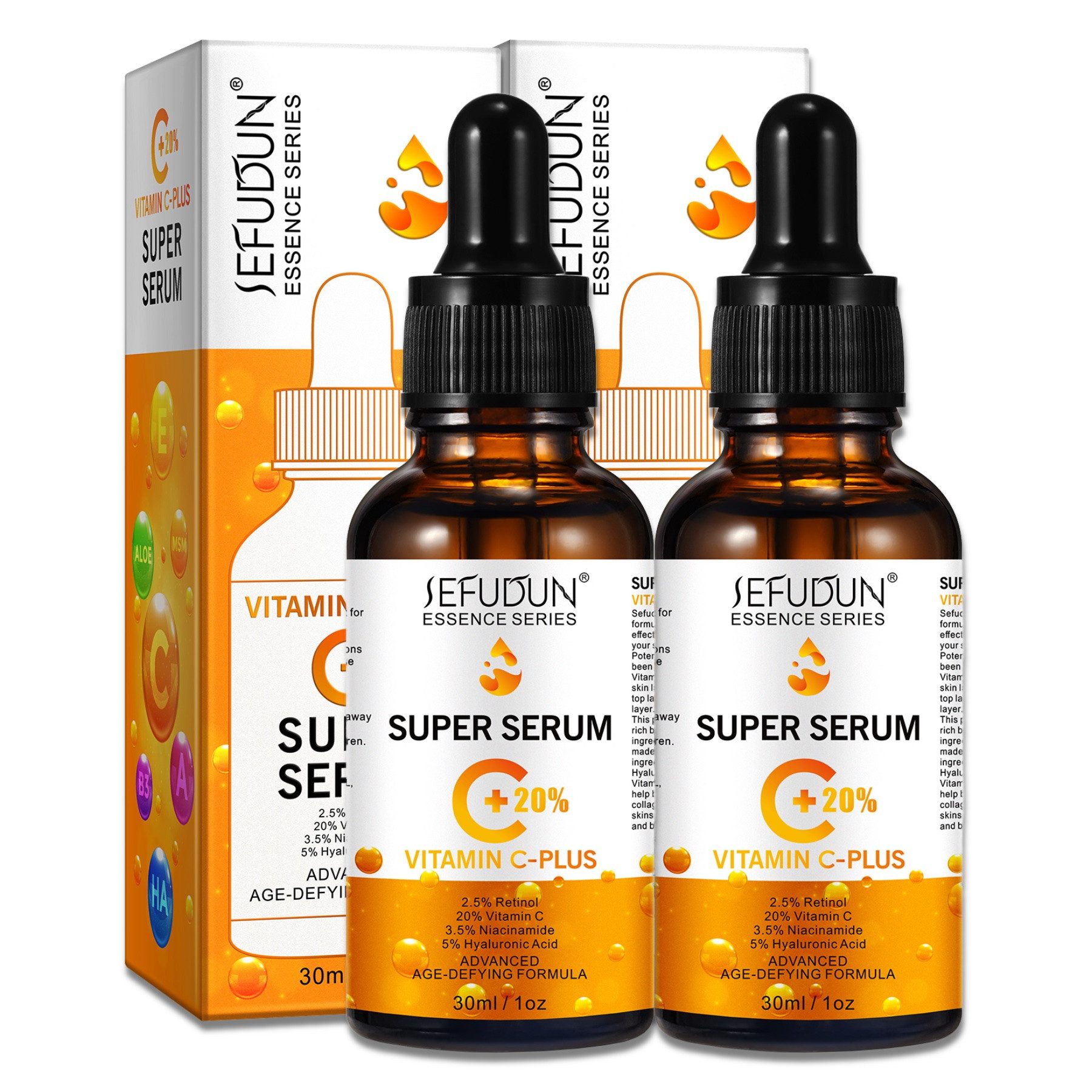 P-Beauty Cosmetic Accessories Gesichtsserum Vitamin C Plus Serum Anti-Falten Anti-Aging Hyaluronsäure Retinol, 2-tlg., Gesichtsserum, Anti-falten Serum, Anti-Aging
