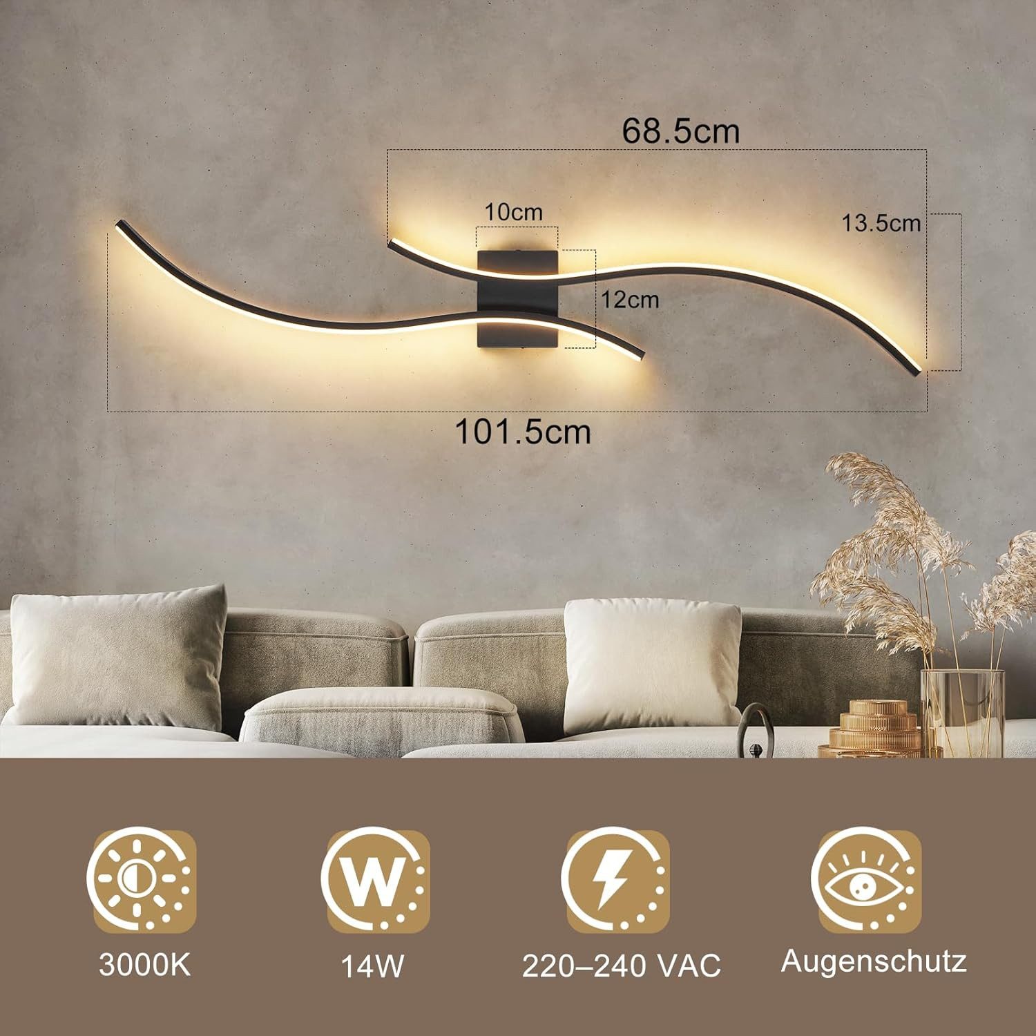 ZMH LED Wandleuchte Innen,Modern Wandlampe Dimmbare Wandbeleuchtung, LED fe günstig online kaufen