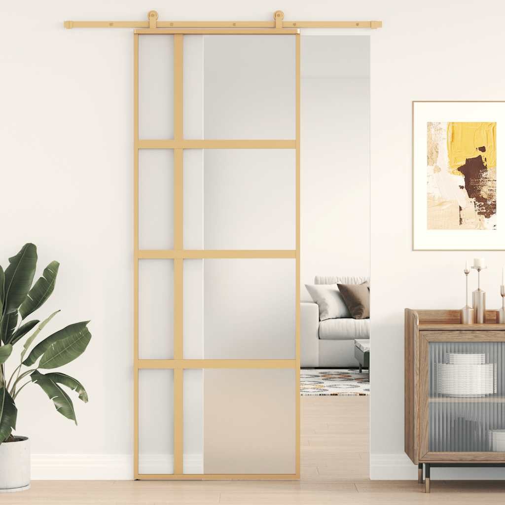 furnicato Schiebetür Mattglas 76x205 cm Golden, Geräuschlose Glastür mit Türdämpfer für deine Raumentrennung