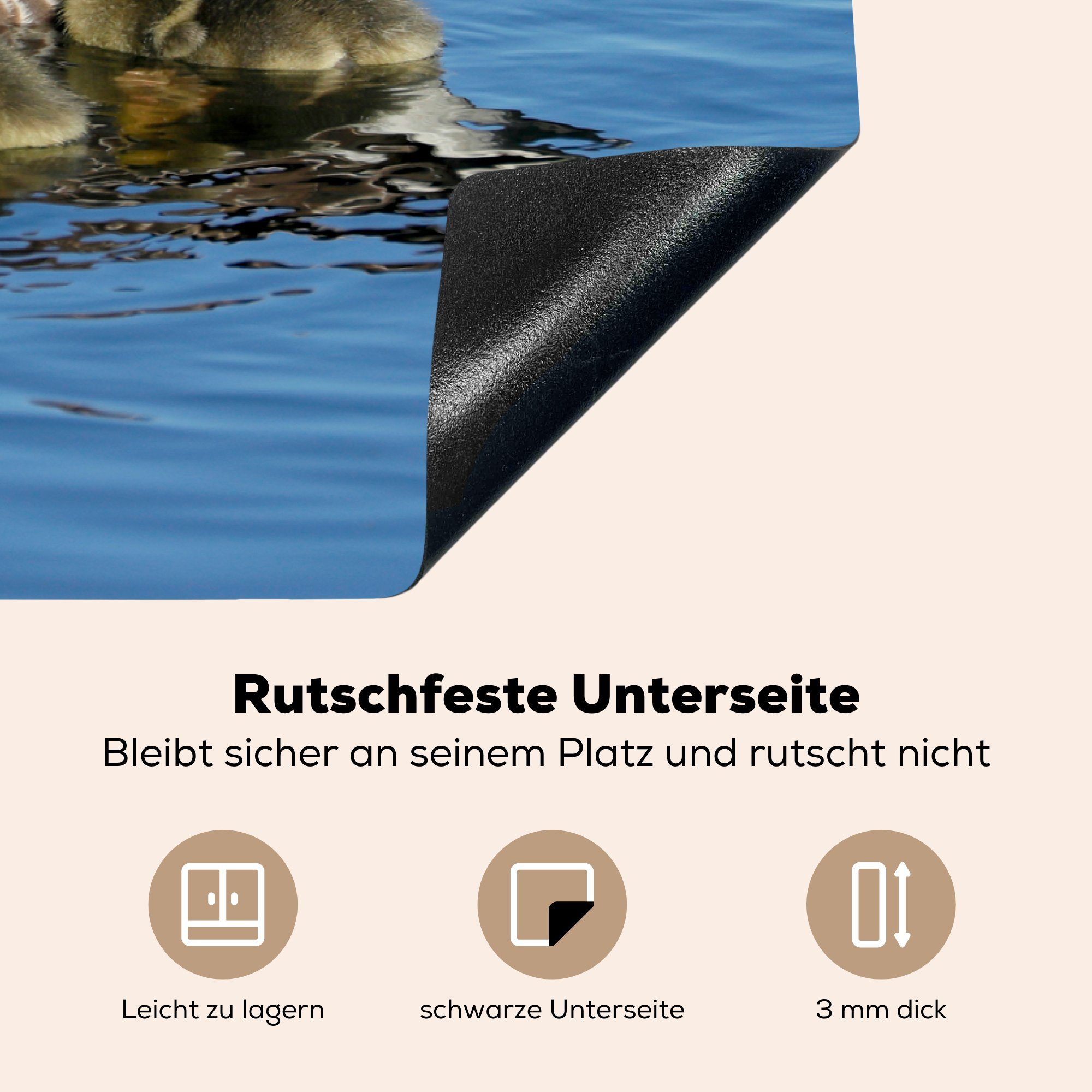 Wasser, küche, cm, Herdblende-/Abdeckplatte Vinyl, Kinder tlg), Schutz - für Ceranfeldabdeckung - Gans (1 Induktionskochfeld 81x52 MuchoWow die