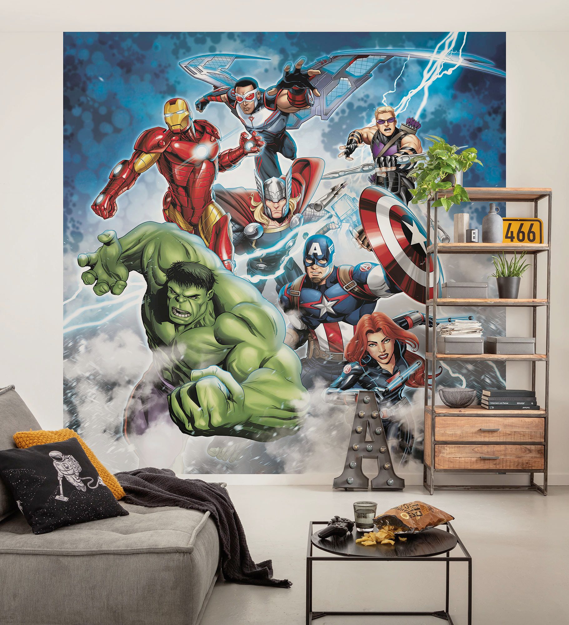 Komar Kindertapete Marvel Avengers Mighty Team, glatt, bedruckt, (Packung, 1 St)