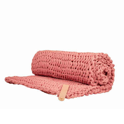 Tagesdecke, adorist, Grobstrickdecke Juna Chunky Knit, vegan rosa small 80x130cm