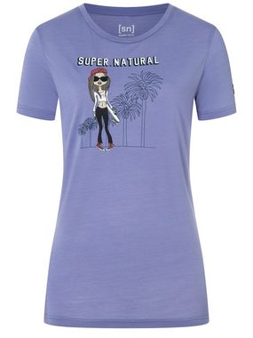 SUPER.NATURAL T-Shirt für Damen, Merino, no smell HIPSY atmungsaktiv, bunt