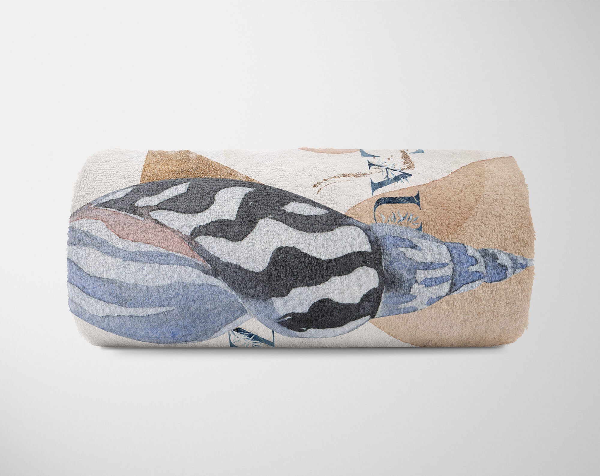 Art Handtuch Strandhandtuch Ozean Baumwolle-Polyester-Mix Kunstvoll Saunatuch Sinus Handtuch Handtücher Motiv, (1-St), Meeresmuschel Kuscheldecke