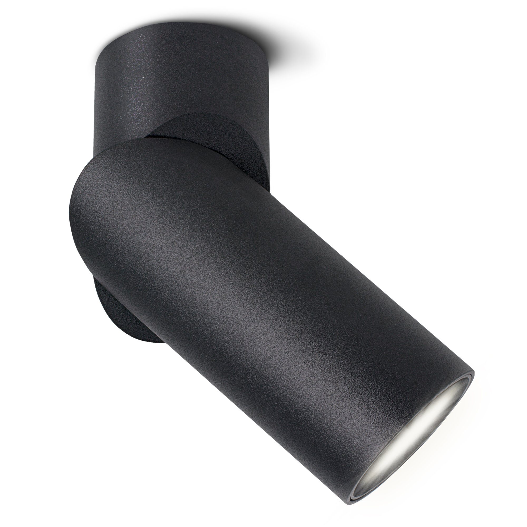 SSC-LUXon LED Aufbaustrahler TOBI-L Aufbauspot schwenkbar schwarz LED GU10 dimmbar neutralweiß 7W, Neutralweiß