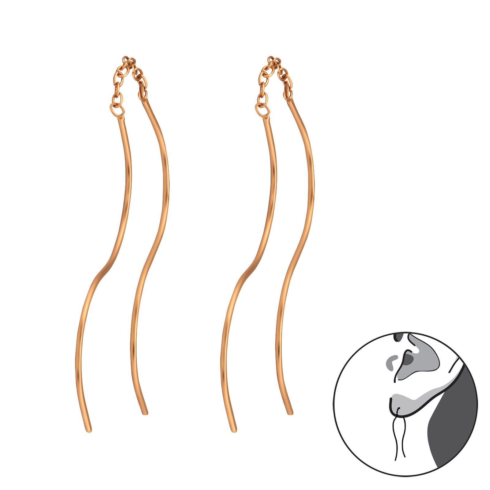 Damen Schmuck Monkimau Paar Ohrhänger Durchzieher Ohrringe aus 925 Silber (Packung, 2 x Ohrringe (1 Paar)