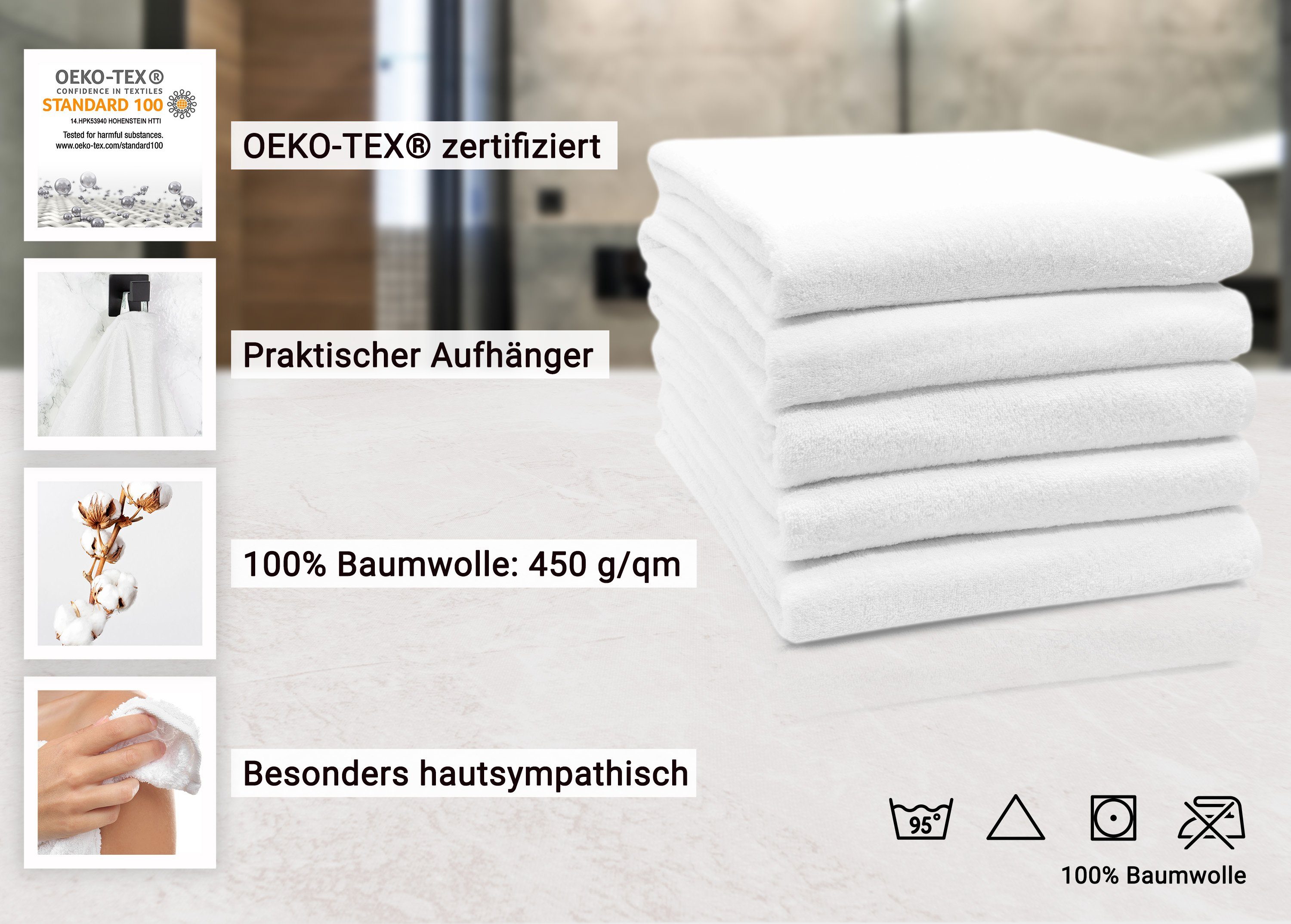 Baumwolle, vom cm, Badetücher, x (5-St), 150 ZOLLNER 100 100% Walkfrottier Hotelwäschespezalisten