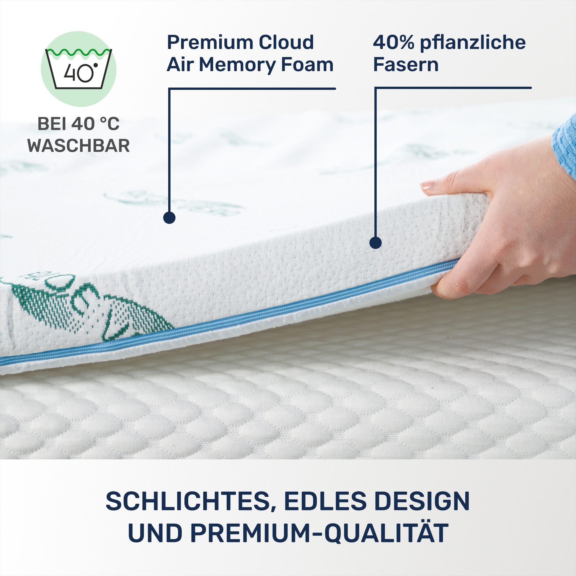 Dailydream, Topper Edition Aloe Vera, Memory Foam, H 1/2, Druckentlastend, Allergikerfreundlich, rutschfest&geruchsneutral