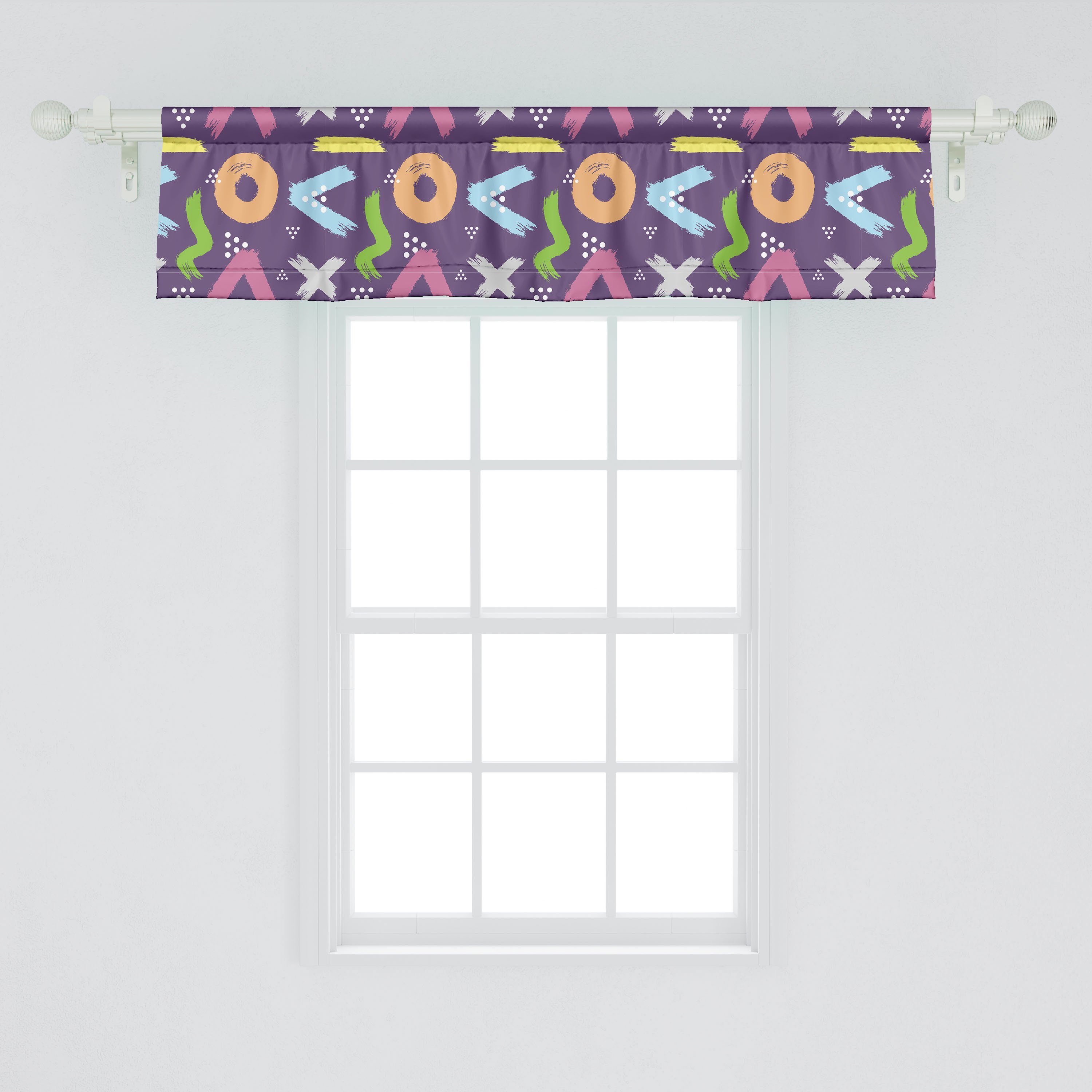 Scheibengardine Vorhang Volant für Küche Microfaser, Abakuhaus, Dekor mit Pinselstriche Schlafzimmer Kunst Stangentasche, mit Punkten Modern