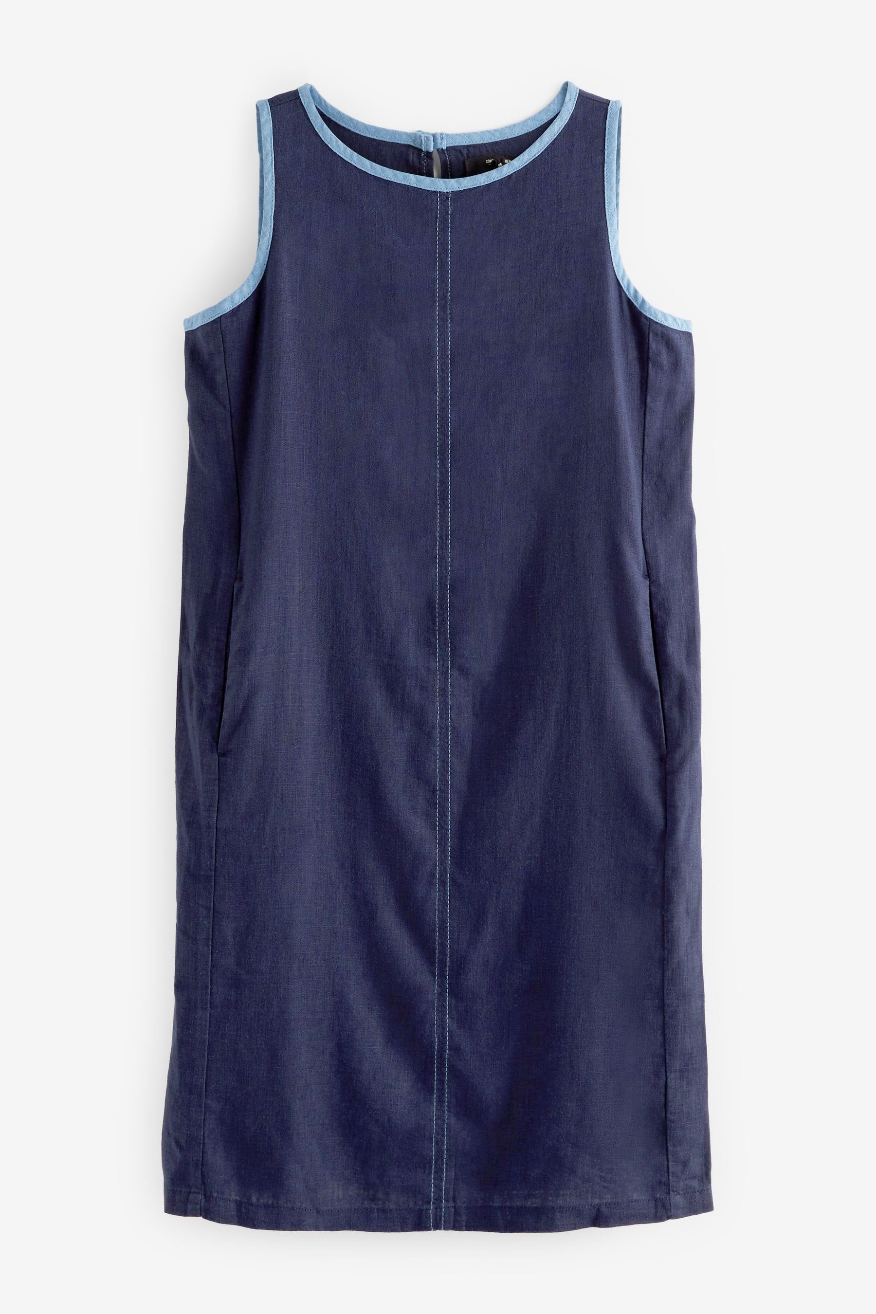 Next Minikleid Etuikleid aus Leinenmischgewebe, Petite-Größe (1-tlg) Navy Blue Contrast | Kleider