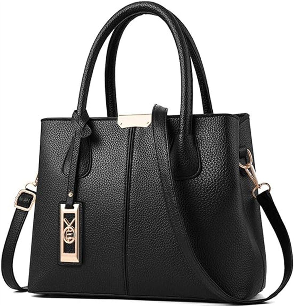 Messenger-Tasche Umhängetasche Business Kunstledertasche), Schultergurt, Handtasche Arbeitstasche (Schultertasche Büro Griff Kunstleder, Schwarz Top Schule Arbeit Unitasche, Freizeit Frauen Tasche Frau Damen für Frauen Reisen Jungen REDOM Henkeltasche Tragetasche usw Aktentasche Bürotasche, Freizeittasche,