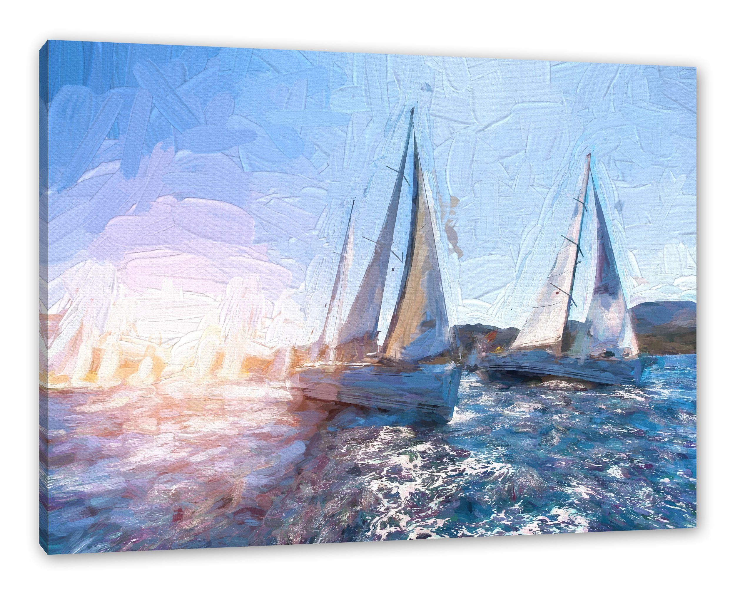 Leinwandbild Luxusyachten bei Segelregatta