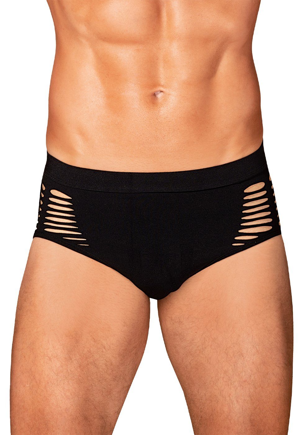 Slip Männer-Slip mit Cut-outs - schwarz