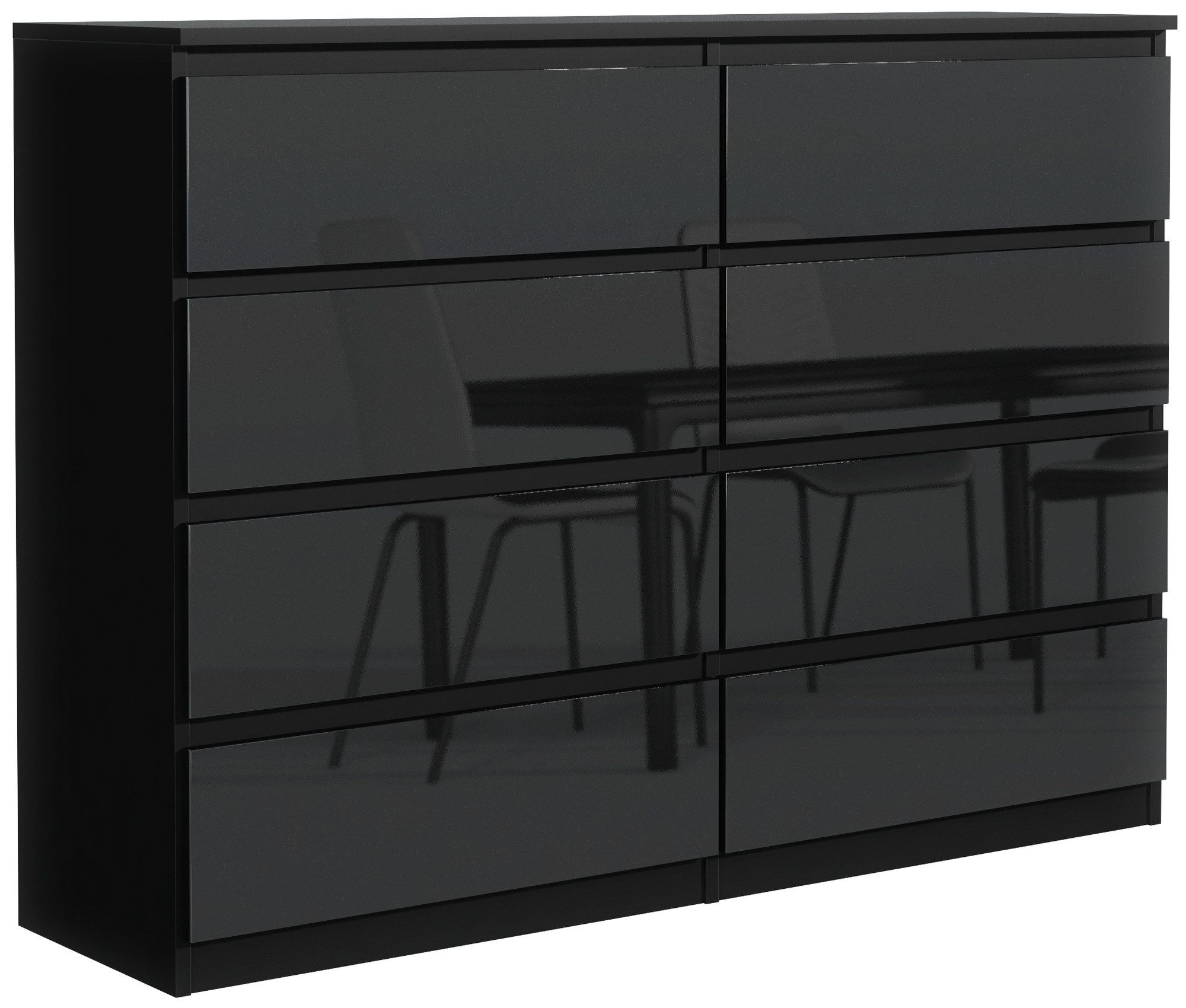 Raumhirsch Furniture Kommode, Sideboard, Kommode für das Schlafzimmer - Wohnzimmer (Maße: 120 × 39 × 101,5 cm, 8 Schubladen, Rollenschienen), viele Farbvarianten - Hochwertig & stabil