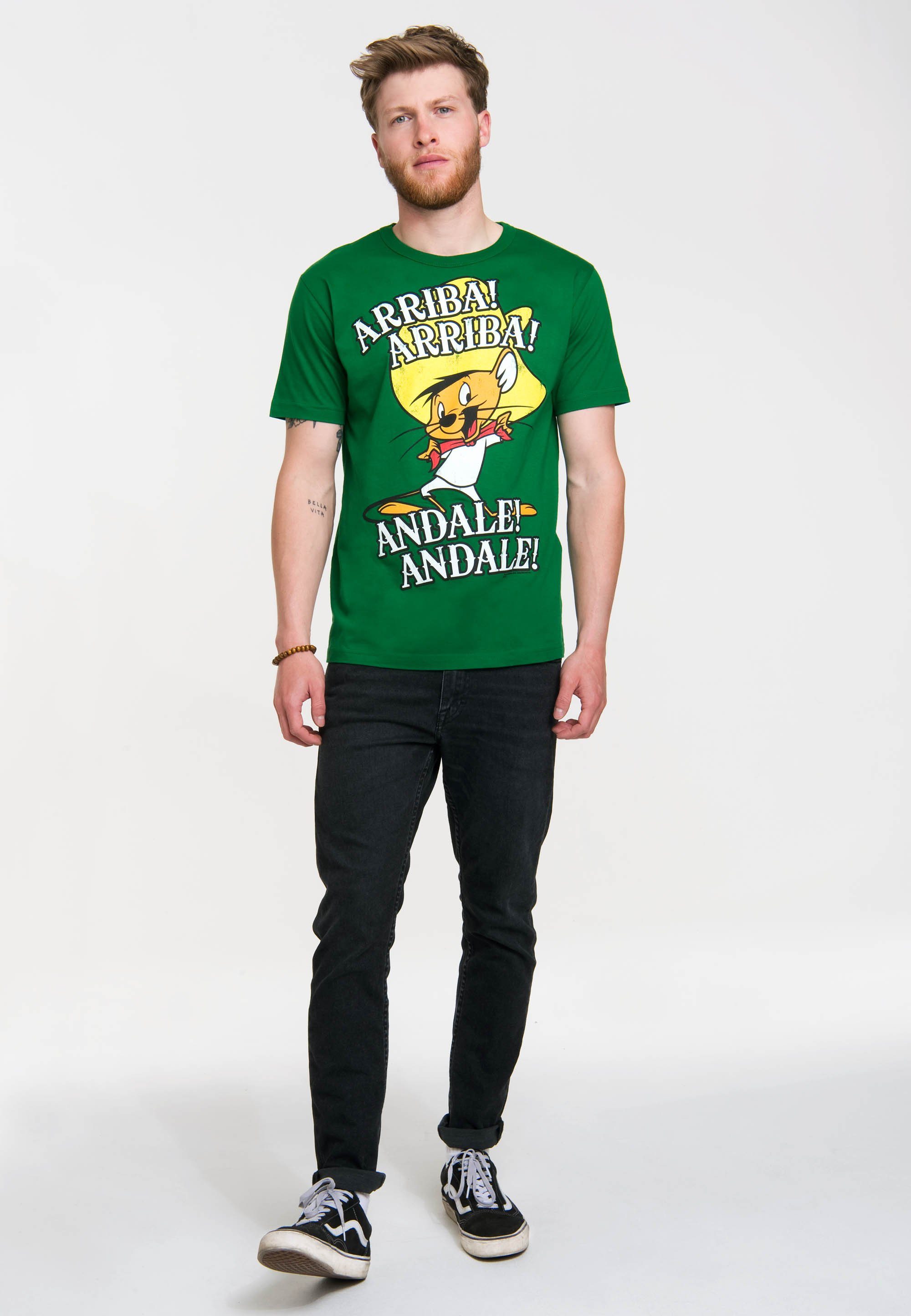 LOGOSHIRT T-Shirt Speedy Gonzales - Arriba! mit Speedy Gonzales - Print grün