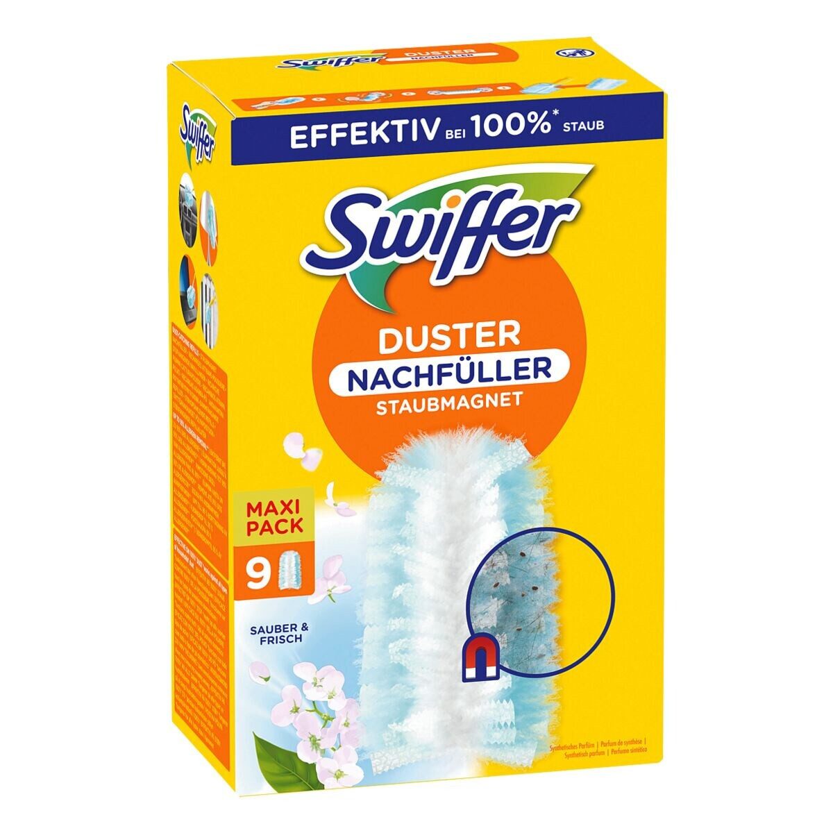 Swiffer Staubwischer Duster Staubmagnet mit Duft Ersatztücher, 9er-Pack Nachfülltücher