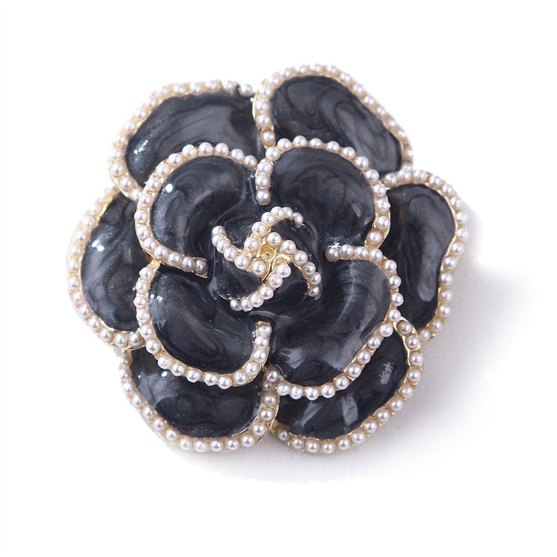 Kamelie Blume Vintage Frauen (2-tlg) Geschenke Brosche Imitation DAYUT Perle Brosche, für
