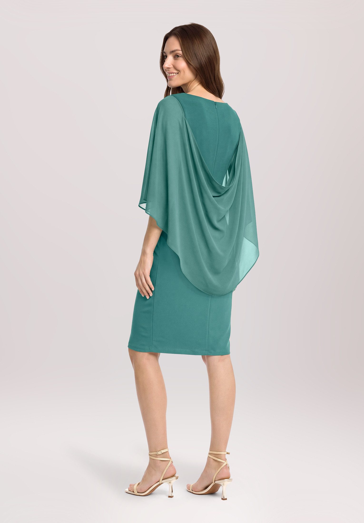 Vera Mont Cocktailkleid Damen mit Raffung Materialmix – Bild 3 von 5