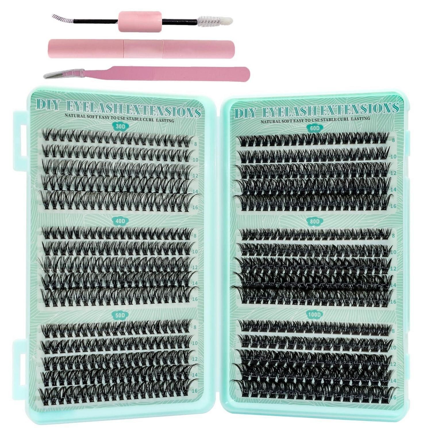 LuxusKollektion Einzelwimpern Wimpern Extensions Set DIY Lashes 6 Längen Mix