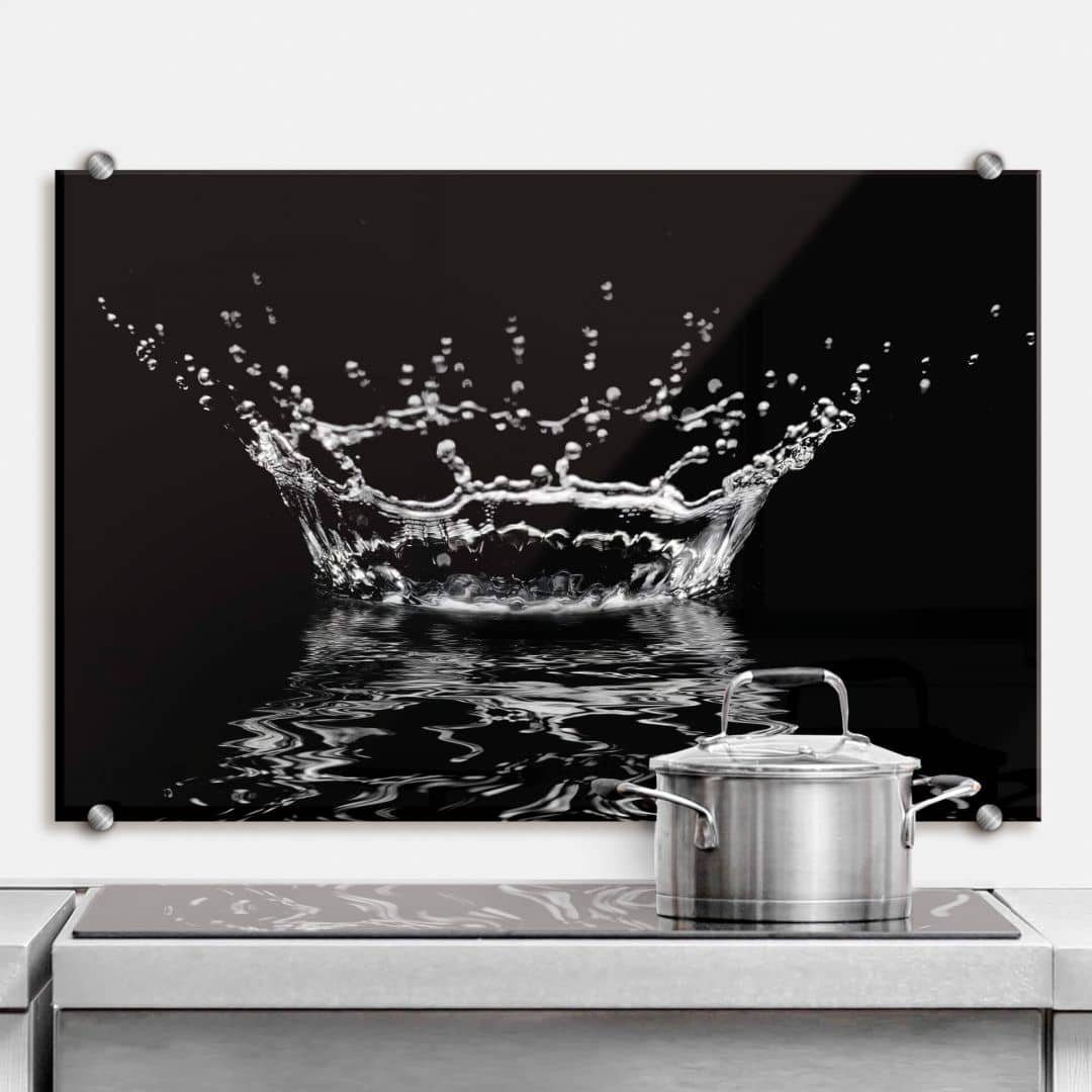 K&L Wall Art Spritzschutz Glas Klarglas Wandschutz ESG Sicherheitsglas, schwarze Glasrückwand inkl Montagematerial