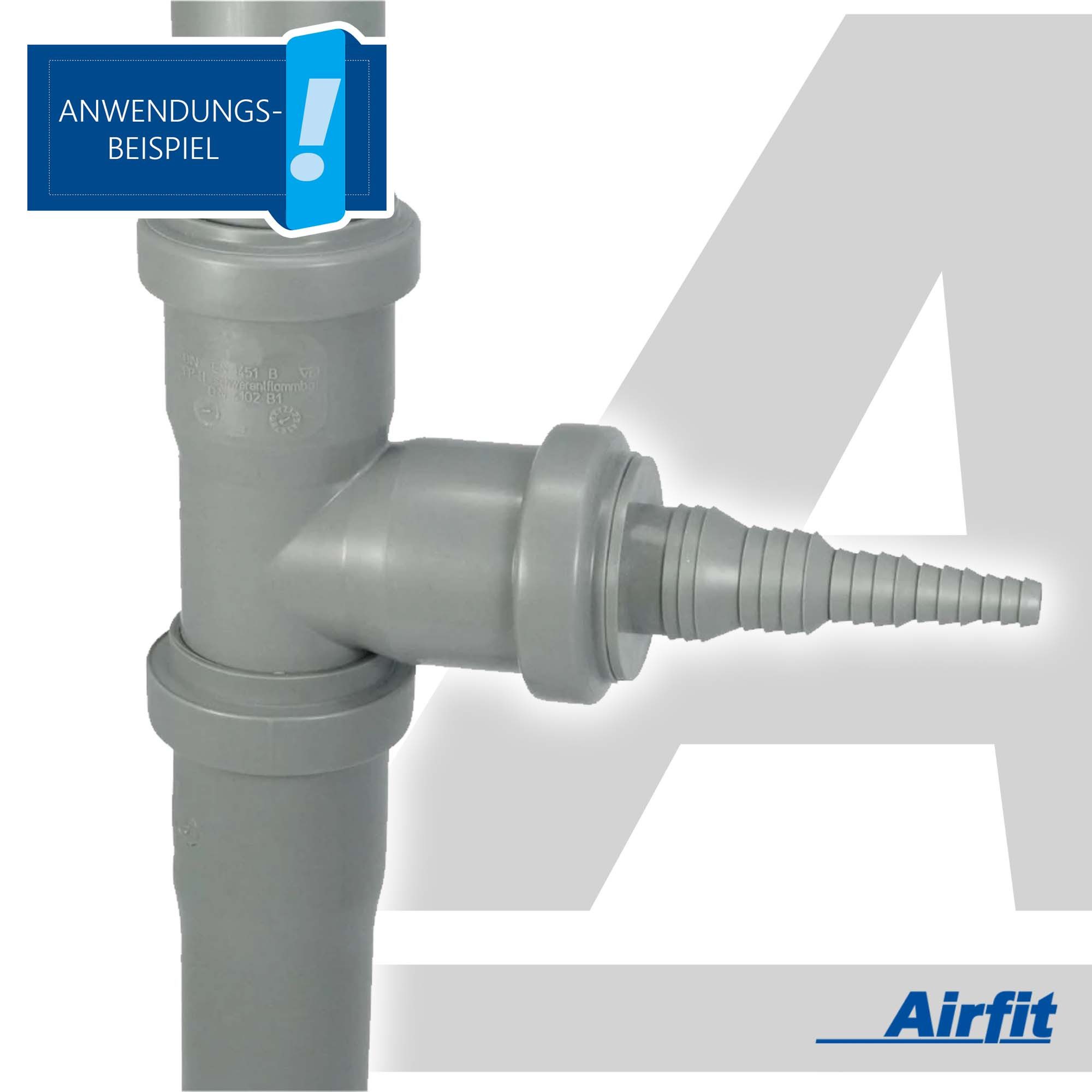 Airfit GmbH & Co. KG Ablaufrohr Schlauchnippel DN 40 für Schlauch von 8 bis 25 mm - KS-grau