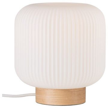 click-licht Tischleuchte Tischleuchte Milford in Weiß und Braun E27, keine Angabe, Leuchtmittel enthalten: Nein, warmweiss, Tischleuchte, Nachttischlampe, Tischlampe