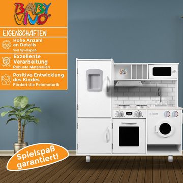 Baby Vivo Spielküche Kinderküche Spielküche aus Holz - Bruno in Weiß