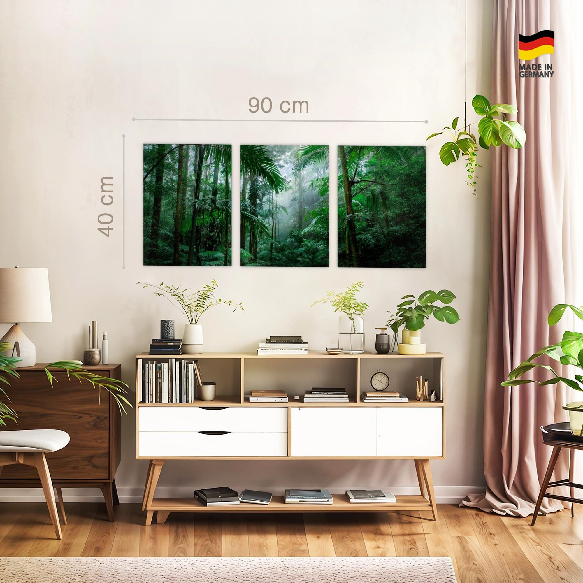 Novart Wandbild Wald Natur Bilder Set 3 Teilig Wohnzimmer Schlafzimmer Deko, Tropischer Wald – Bild 3 von 5