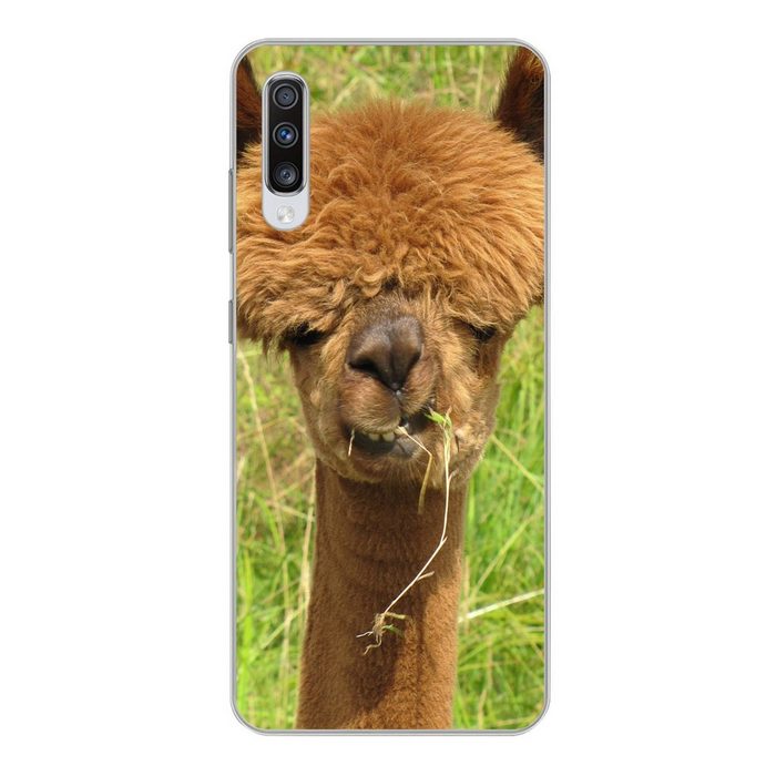 MuchoWow Handyhülle Alpaka - Gras - Haare Phone Case Handyhülle Samsung Galaxy A70 Silikon Schutzhülle