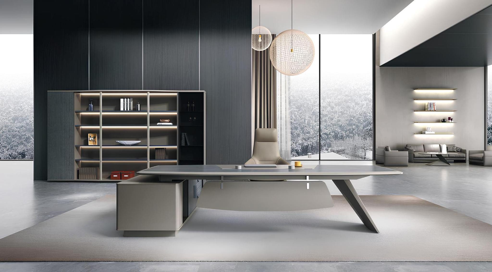 JVmoebel Eckschreibtisch Designer Moderne Bürogarnitur Eckschreibtisch Luxuriöses Bücherregal, Made in Europa