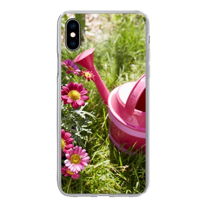 MuchoWow Handyhülle Blumen - Gießkanne - Rosa Handyhülle Apple iPhone Xs Max Smartphone-Bumper Print Handy