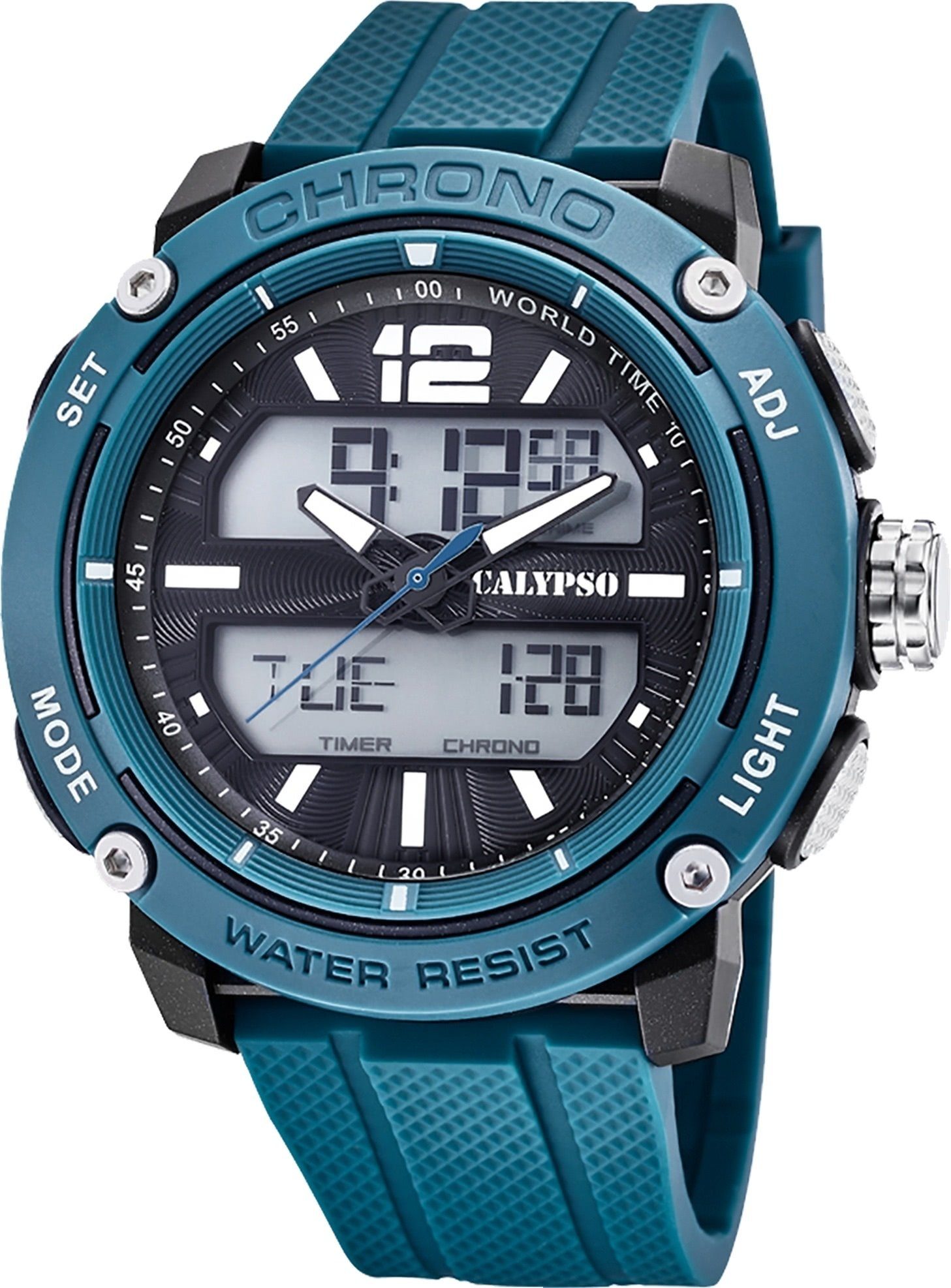 Herren Uhren CALYPSO WATCHES Digitaluhr UK5796/2 Calypso Herren Uhr Analog-Digital, Herren Armbanduhr rund, Kunststoffarmband bl
